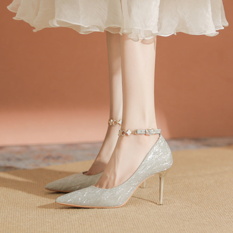 Women's High Elegant Pointed Stiletto Crystal Bridesmaid Wedding Women's Fashion Shoes