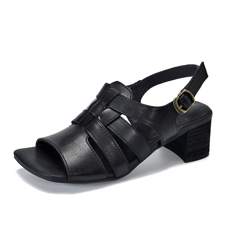 Price Retro Hand-woven Artistic High Buckle Heels