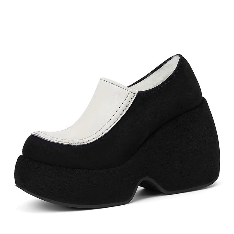 Wedge Round Toe Small Height Increasing Loafers