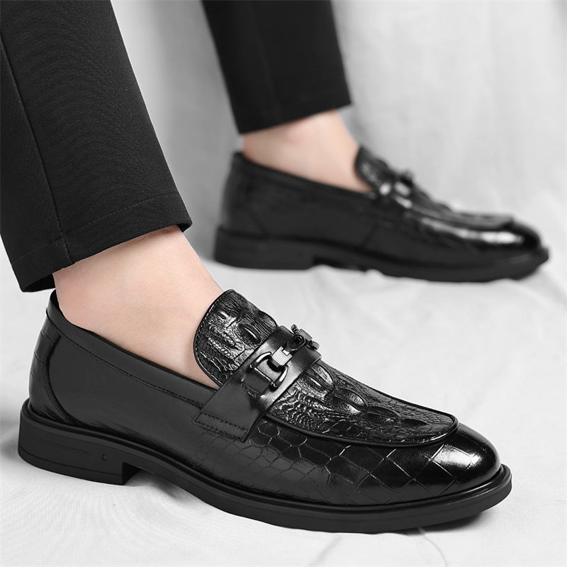 Men's Crocodile Pattern High Sense British Slip Men's Business Leather Shoes