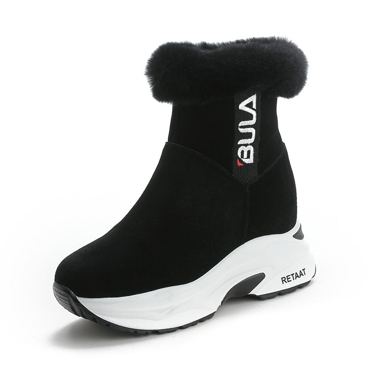 Women's Wedge Plus Veet Cotton Height Increasing Snow Boots