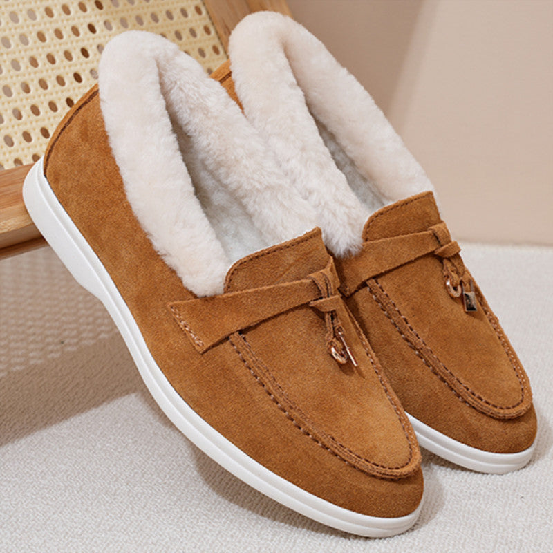 Women's Winter Outdoor Slip-on Flat Fleece-lined Warm Loafers