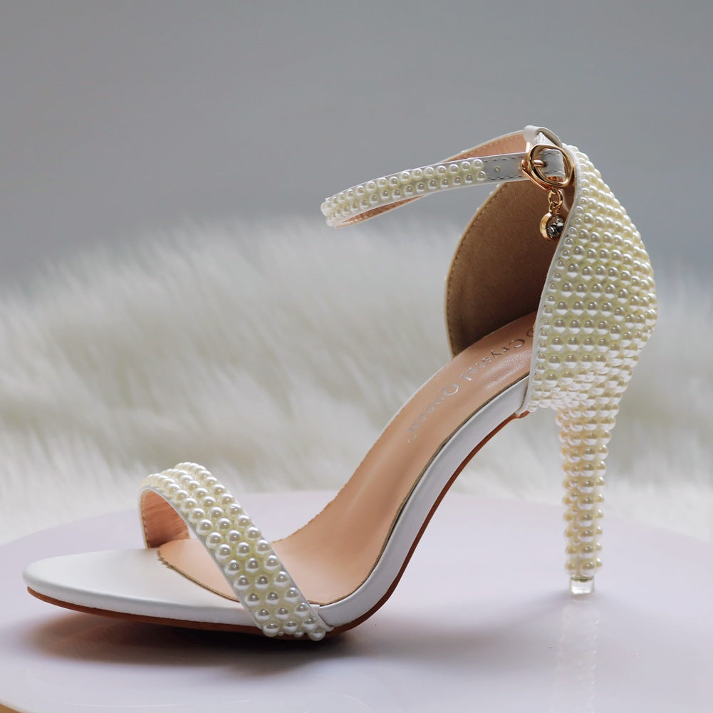 Bridesmaid Wedding Buckle Crystal Sequined Roman Heels