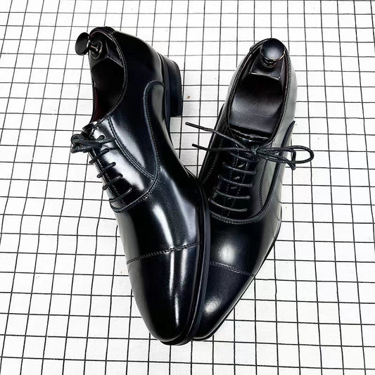 Men's British Spring Square Toe Bridegroom Wedding Leather Shoes
