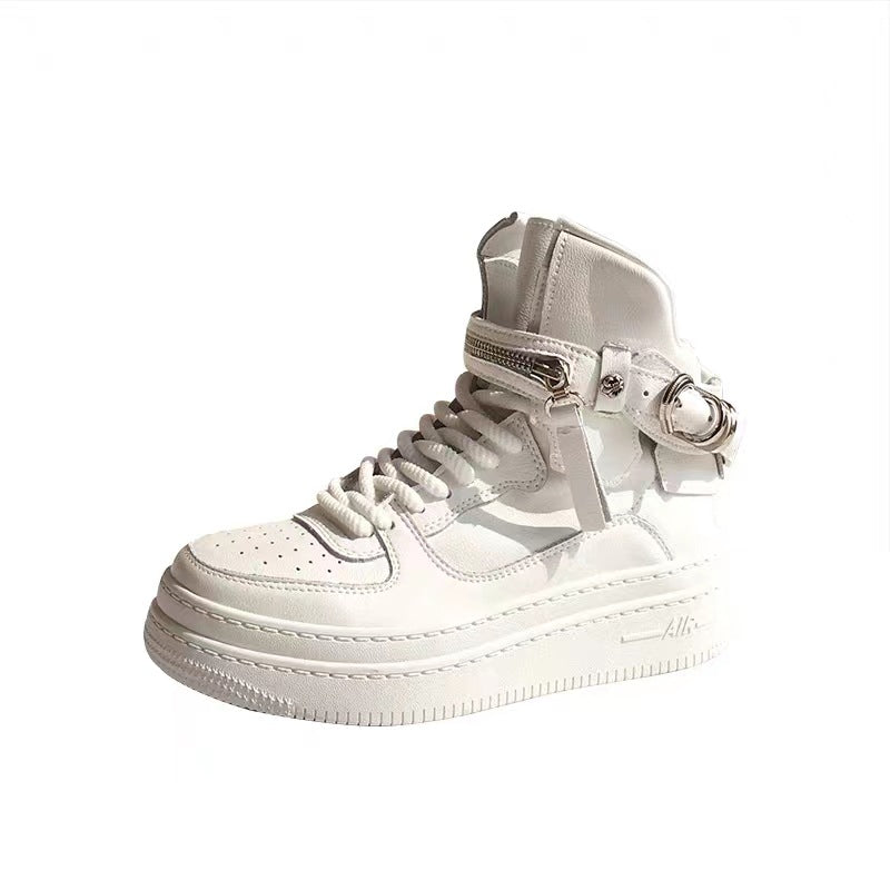 Women's Authentic White Versatile Sports Platform Fashionable Sneakers