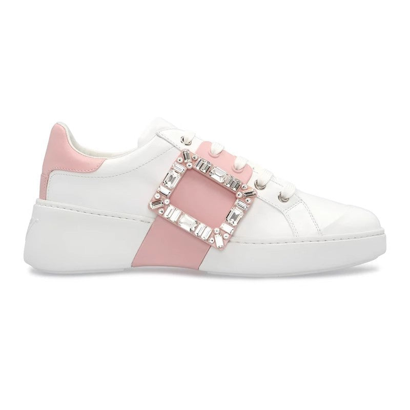 Women's Rhinestone Square Buckle White Inner Height Casual Shoes