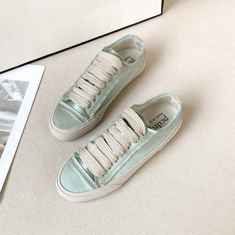 Spanish Niche Satin White Female Grape Mom Sneakers