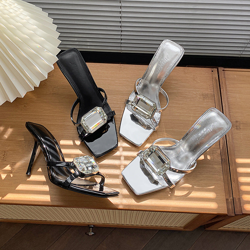 Women's Open Toe Outer Wear Summer Square Heels