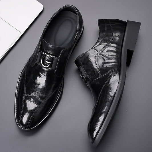 Men's Sheepskin Business Formal Wear British One Leather Shoes