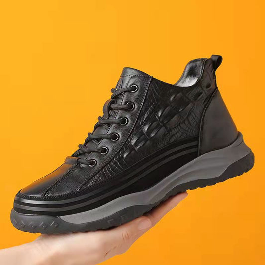 Men's Winter Fleece-lined Thickened Cotton Genuine Wool One Men's Shoes