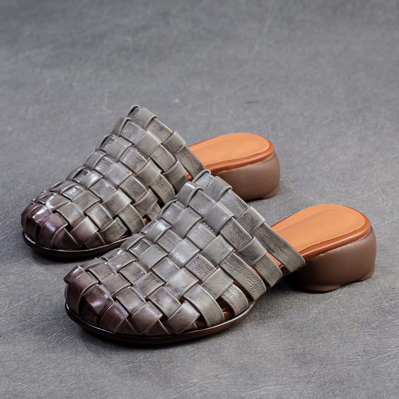 Women's & Men's Hand-woven Closed Toe Breathable Retro Rub Men's Shoes