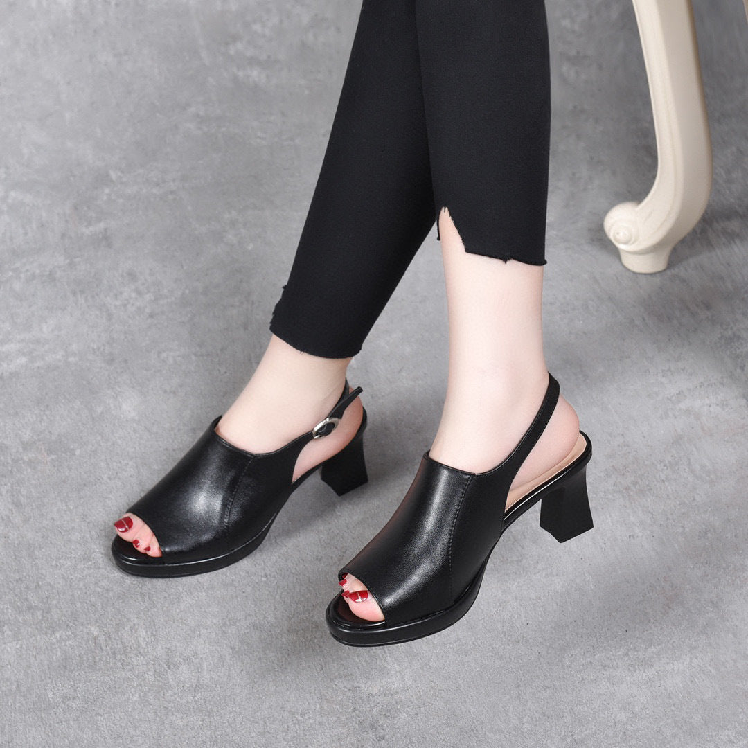 Women's High Summer Peep Toe Waterproof Platform Heels
