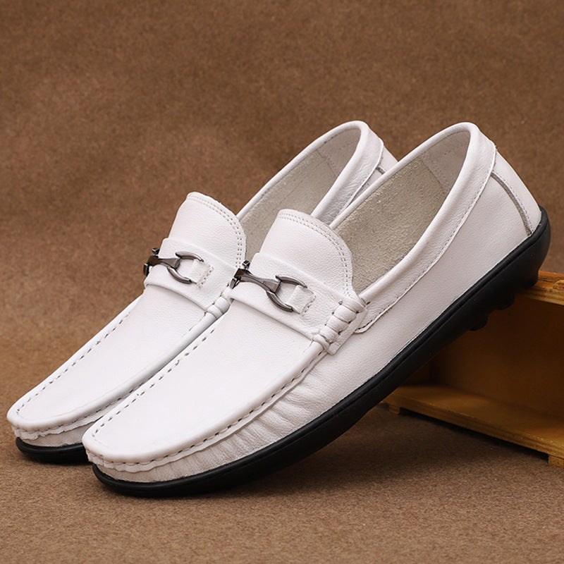 Men's Summer Low-cut Soft Bottom Comfortable Slip-on Flat Men's Casual Leather Shoes