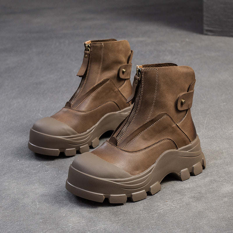 Women's First Layer Cowhide Platform Knight Fashion Boots