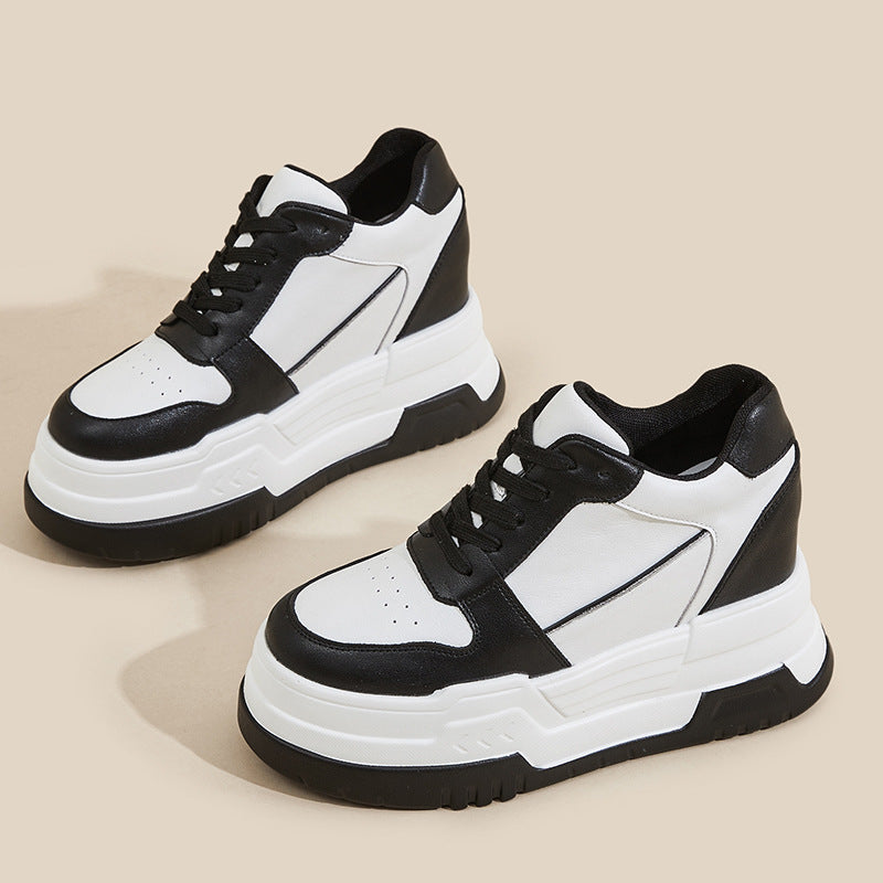 Women's Spring Platform Height Increasing Insole Genuine Pumps Casual Shoes