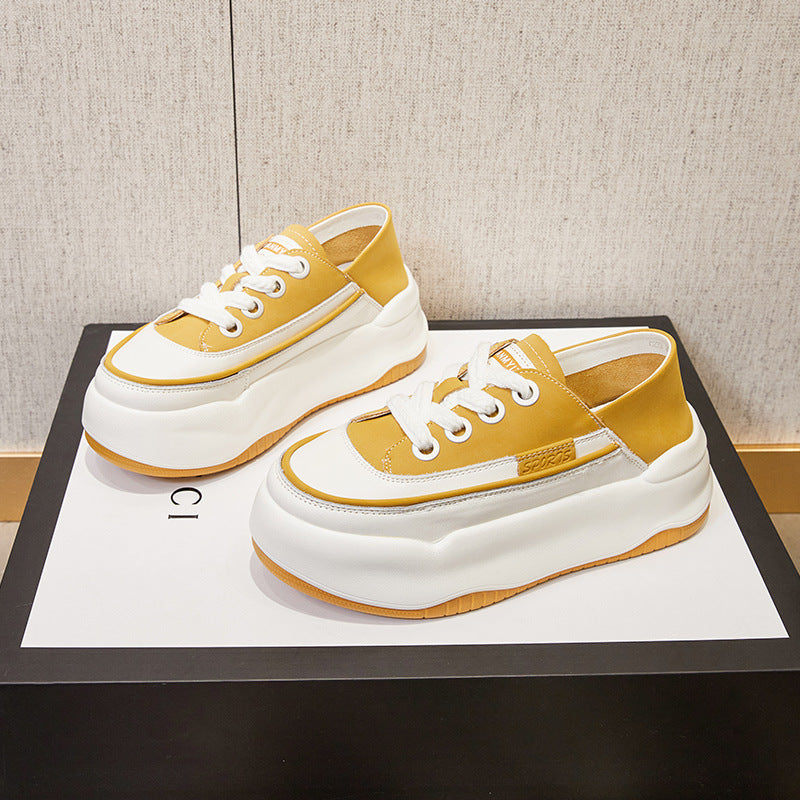 Women's White Dad Versatile Hidden Platform Heels