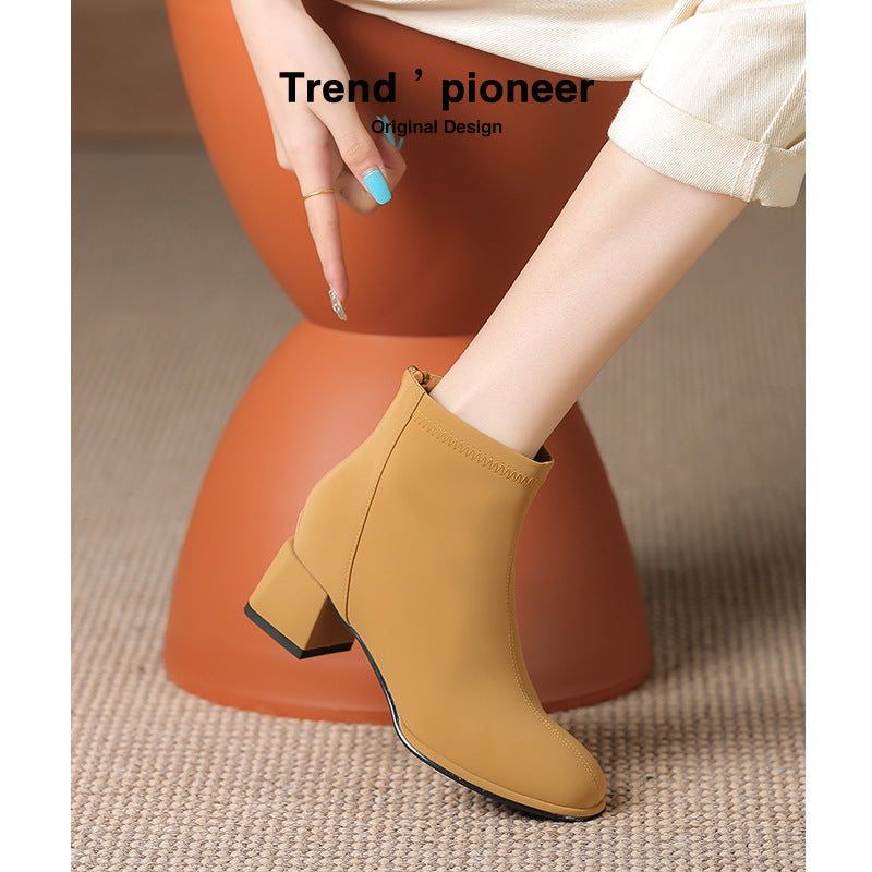 Women's Autumn Genuine Three Colors Black French Boots