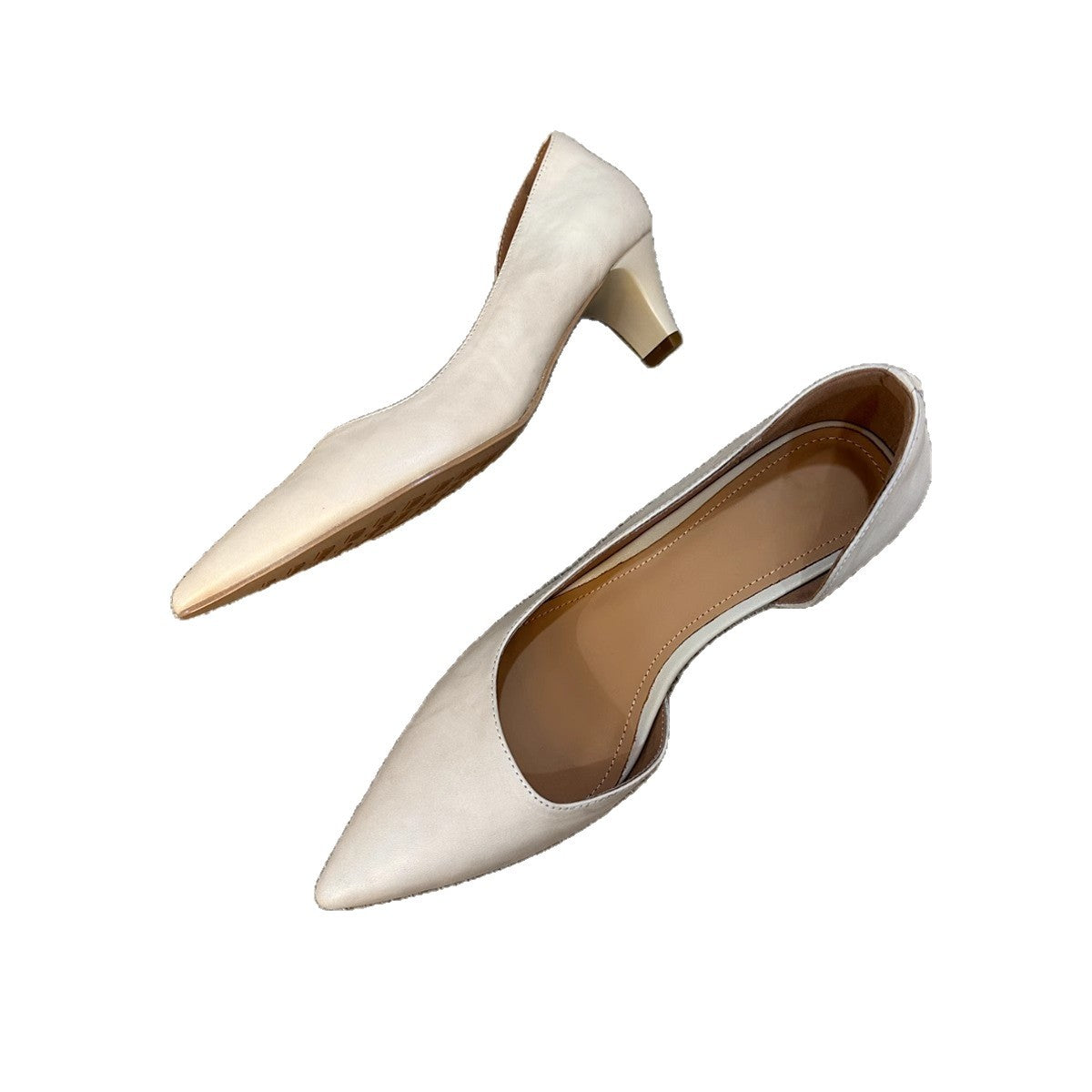 Women's Sheepskin Version French Pointed High Slip-on Heels