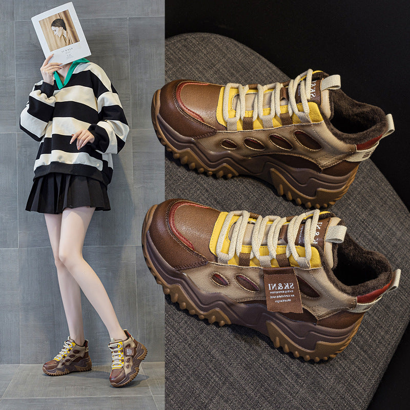 Women's Winter Platform Wedge Sports Dad Fashion Cotton Height Women's Casual Shoes
