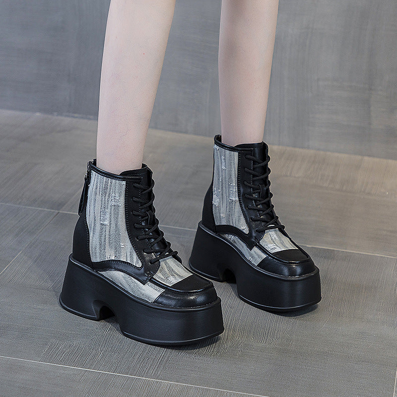 Women's Personality Platform Martin Niche Design Distressed Boots