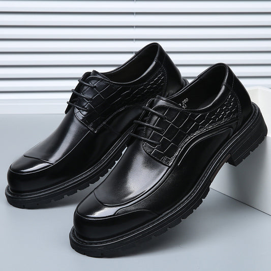 Men's First Layer Cowhide Business Big Head Leather Shoes