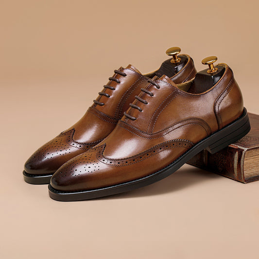 Men's Formal Oxford British Style Top Layer Leather Shoes