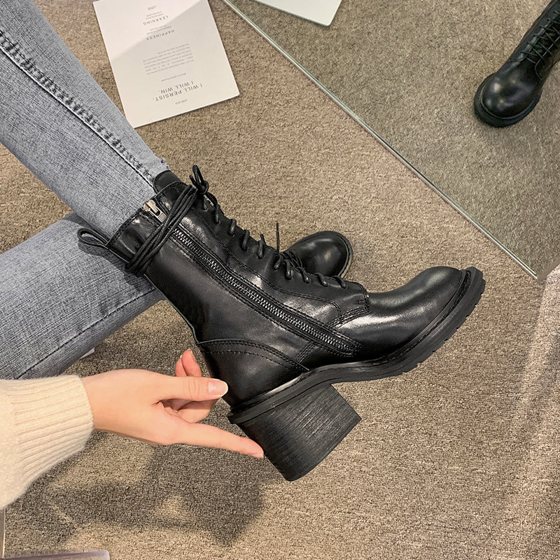 Women's Martin British Style Handsome Motorcycle Thick Boots