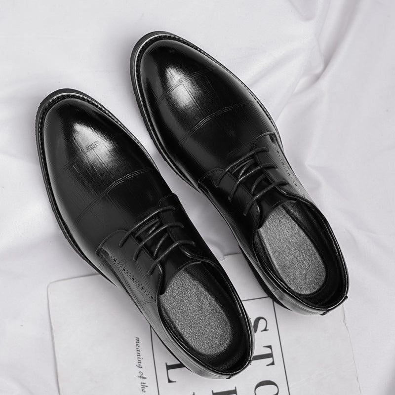 Men's Four Black Business Formal Wear British Leisure Leather Shoes