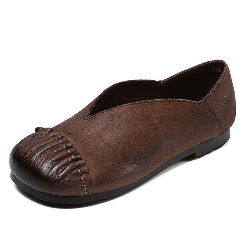 Women's Spring Genuine Shallow Mouth Bud Flat Bottom Casual Shoes