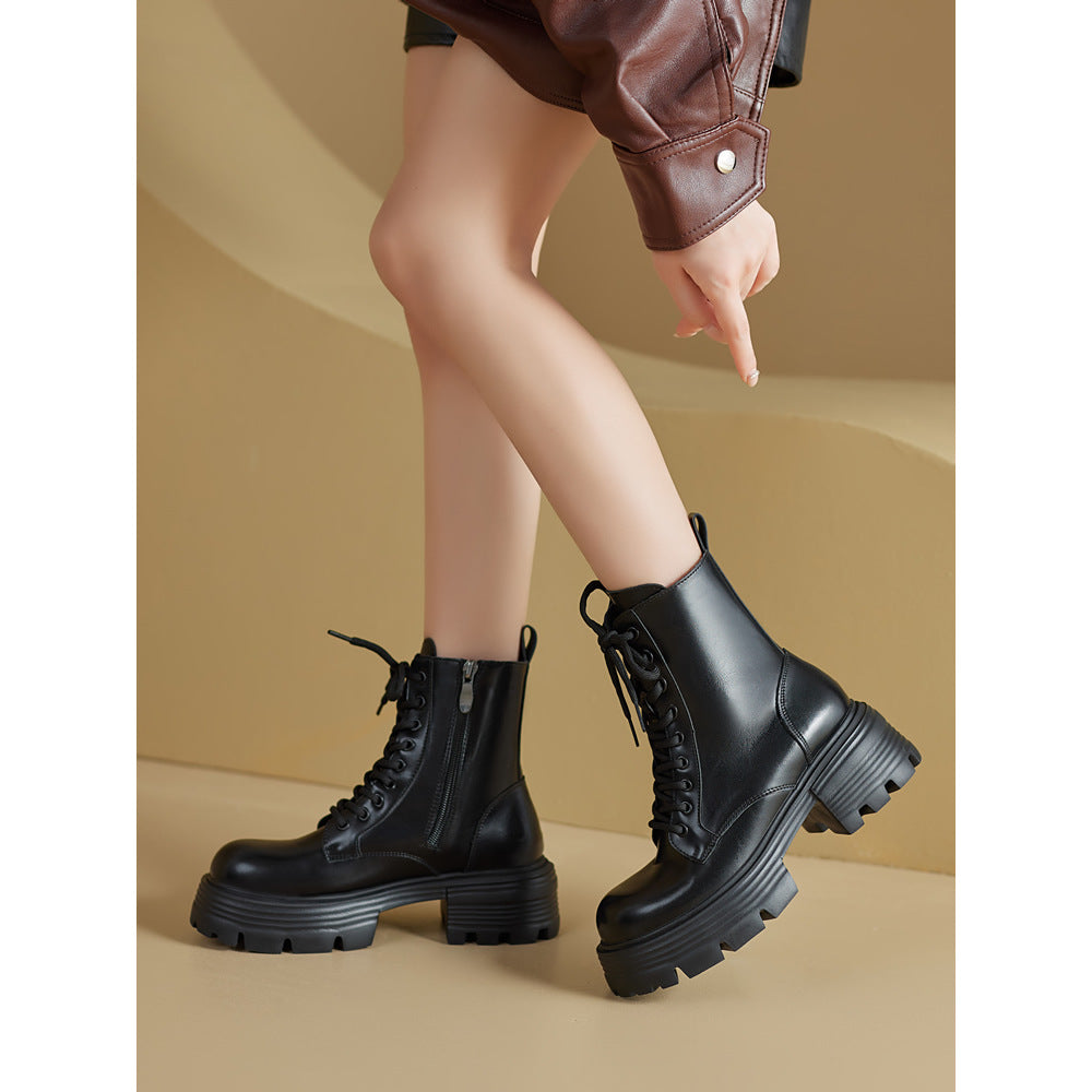 Thick Bottom Skinny Small Motorcycle Knight Boots
