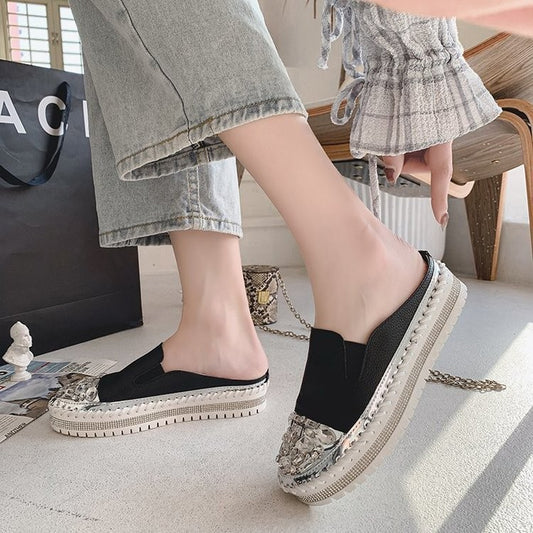 Charming Women's Half Summer White Slip-on Slippers