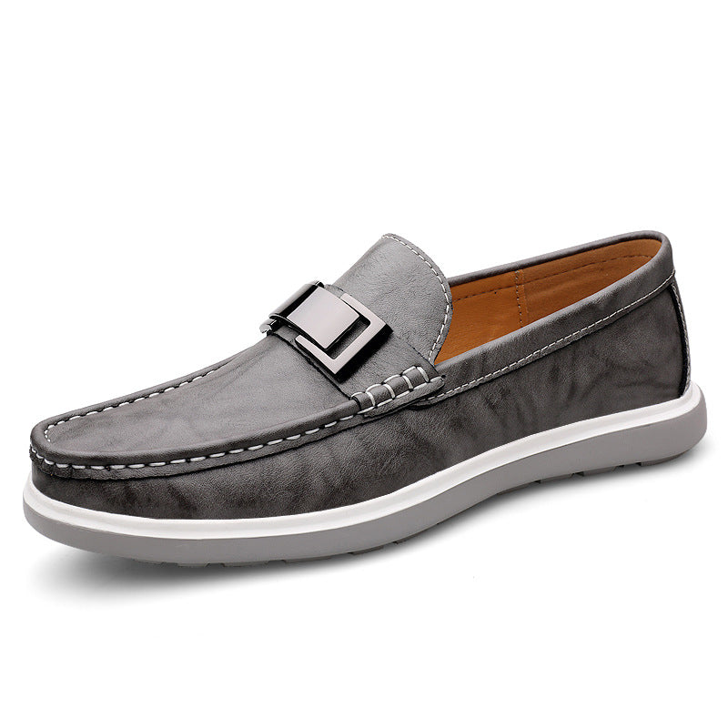 Men's Fashion Spring Slip-on Flat Metal Decoration Loafers