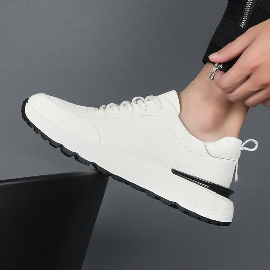 Men's Autumn First Layer Cowhide Trendy Platform Sneakers