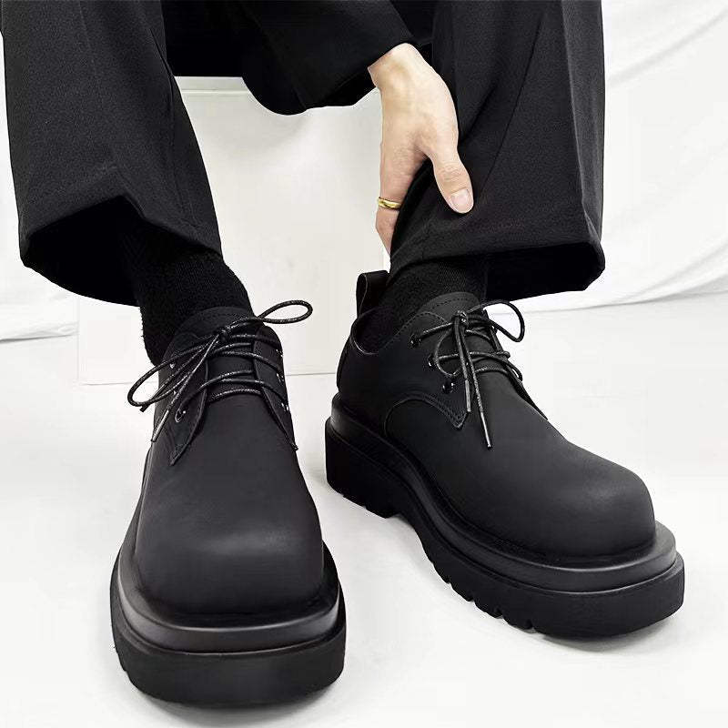 Women's & Men's Spring British Style Round Head Chunky Women's Shoes