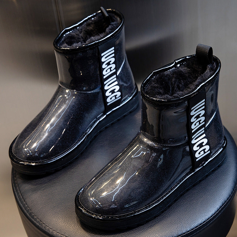Women's Fleece-lined Thickened Short Cotton Waterproof Motorcycle Snow Boots