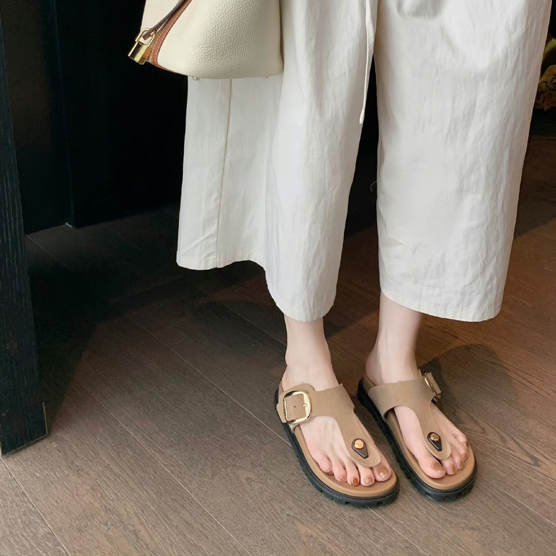 Women's Thick Bottom Soft Flip-flops Wide Adjustable Slippers