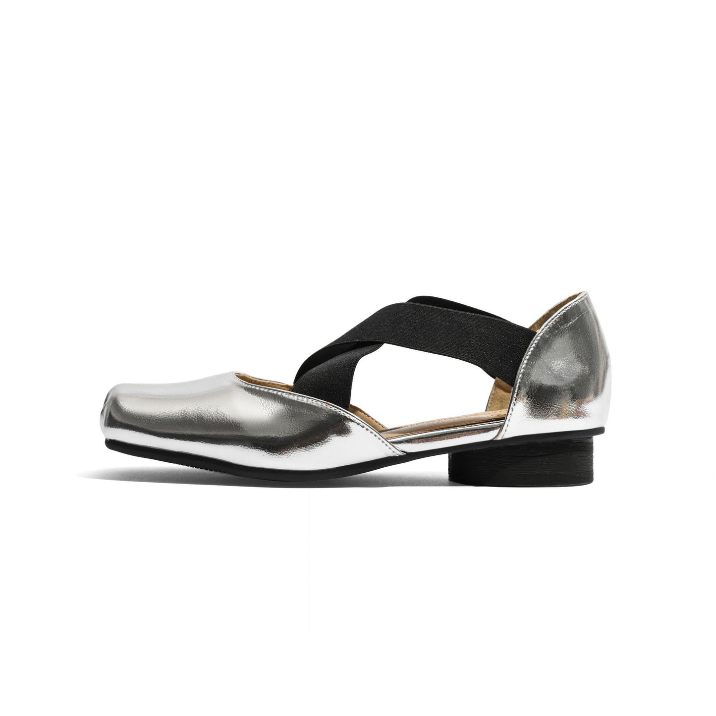 Cross Strap Square Head Chunky High Pig Nose Women's Shoes