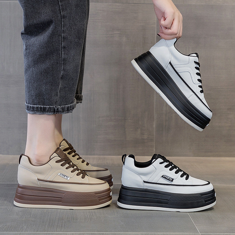Women's Korean Style Thick Bottom Hidden White Wedge Women's Sports Shoes