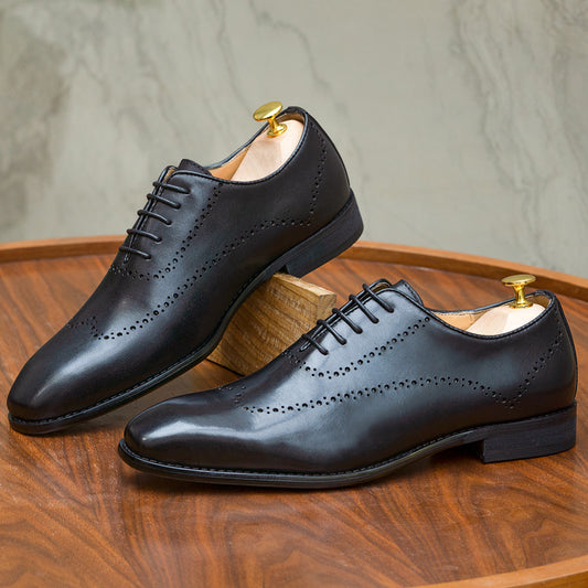 Men's Business Carved British Brogue Korean Formal Leather Shoes
