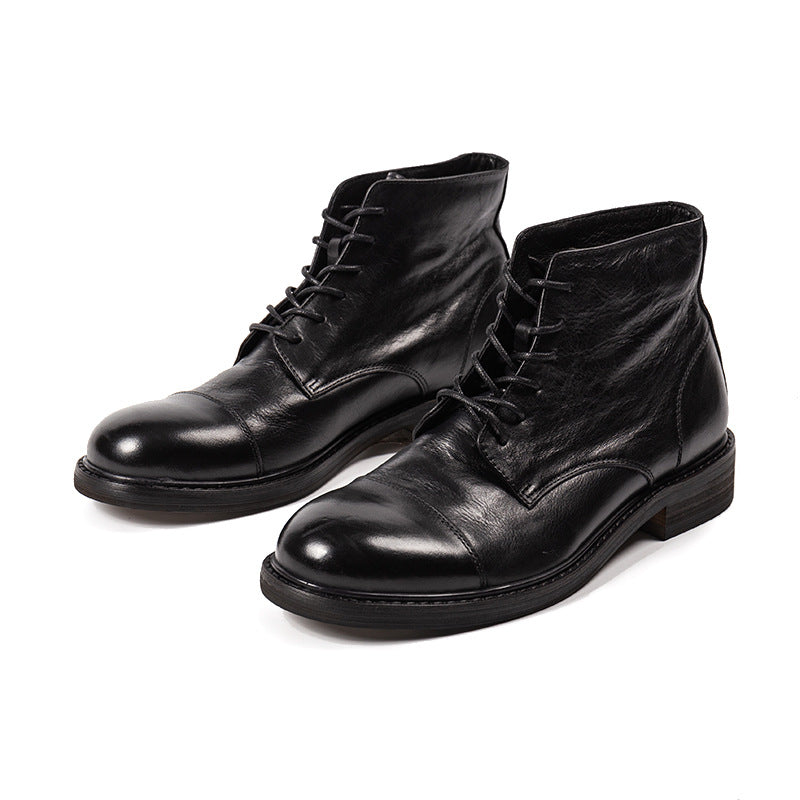 Men's Working Hand-rub Color First Layer Cowhide Boots