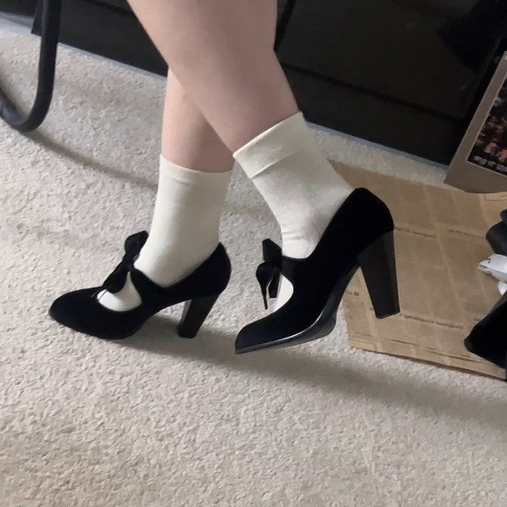 Women's Round Toe Low-cut Chunky High Outer Wear Temperament With Women's Fashion Shoes