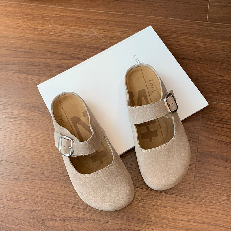 Women's Round Head Buckle French Platform Plus Sandals