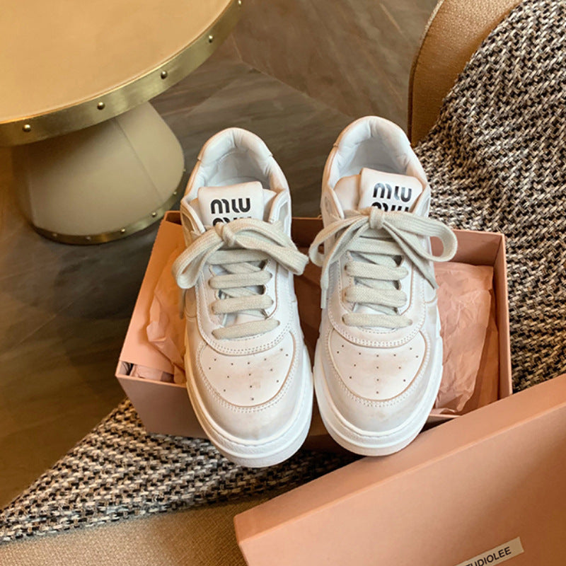 Women's Thick Bottom Lace Up Shallow Mouth Casual Shoes