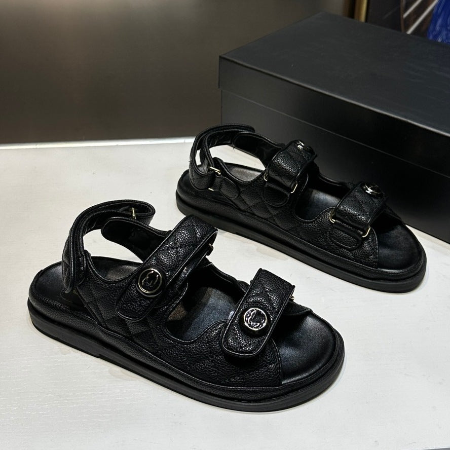 Women's Style Correct Logo Velcro Platform Retro Gel Beach Sandals