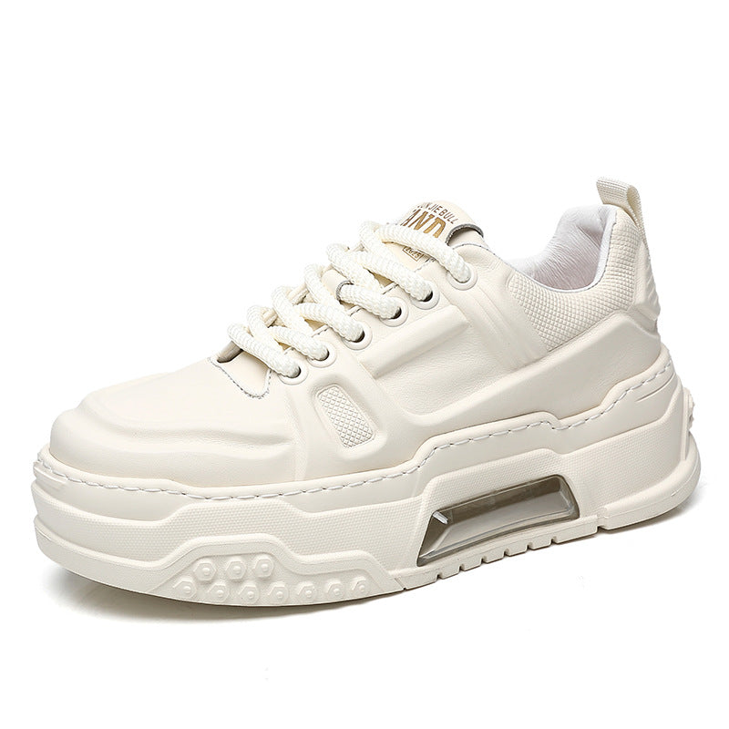 Men's Top Layer Cowhide Breathable Trendy Korean White Men's Board Shoes