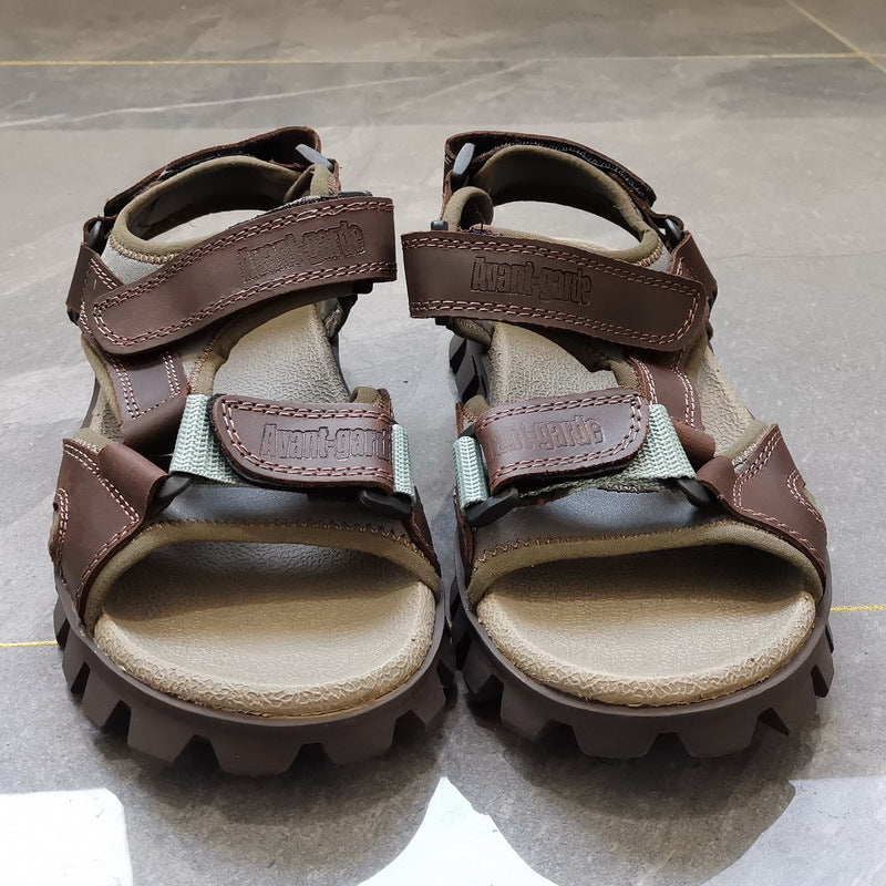 Men's Cowhide Beach Summer Daily Outdoor Increased Sandals