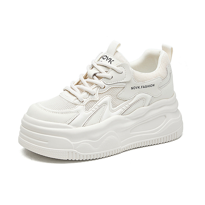Women's Small Round Head Platform White Trendy Sneakers