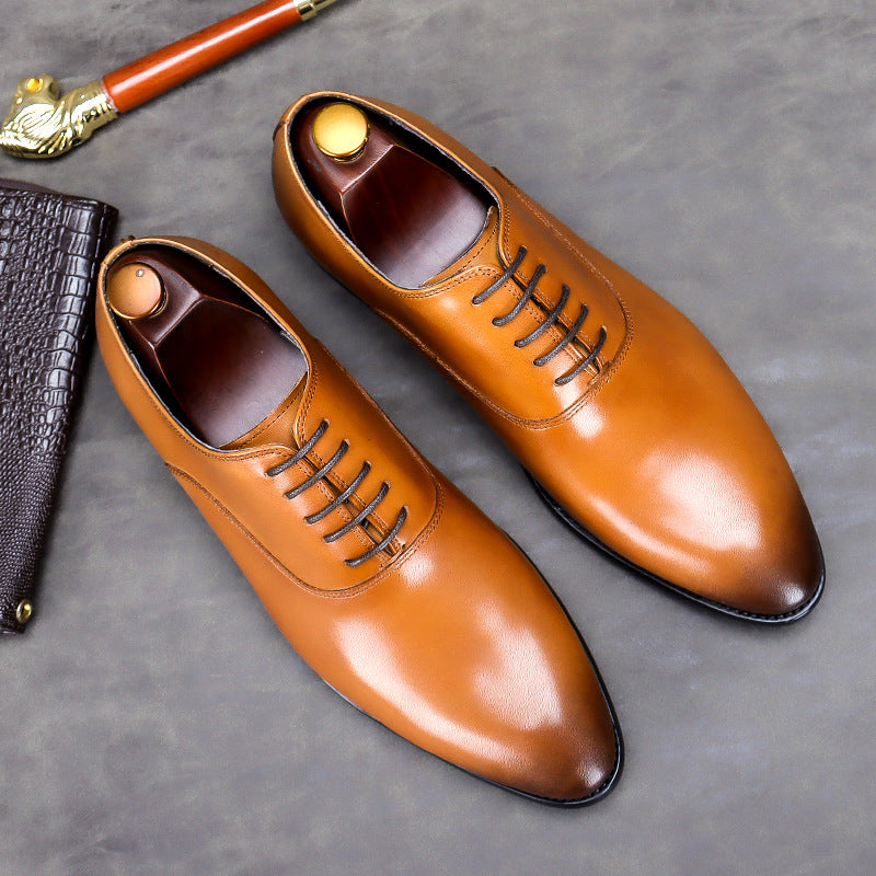 Men's Genuine Cattlehide Surface Low Cut Cowhide Handmade Formal Wear Leather Shoes