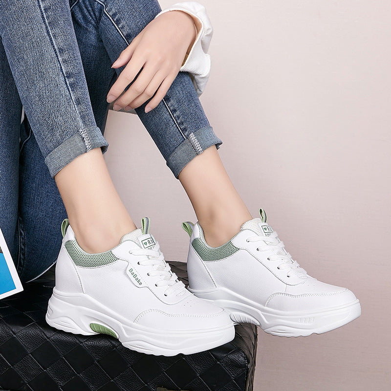 Women's Height Increasing Insole White Genuine Platform Women's Sports Shoes