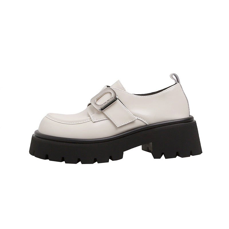 Women's Authentic Autumn Small Muffin Thick Bottom Metal Loafers